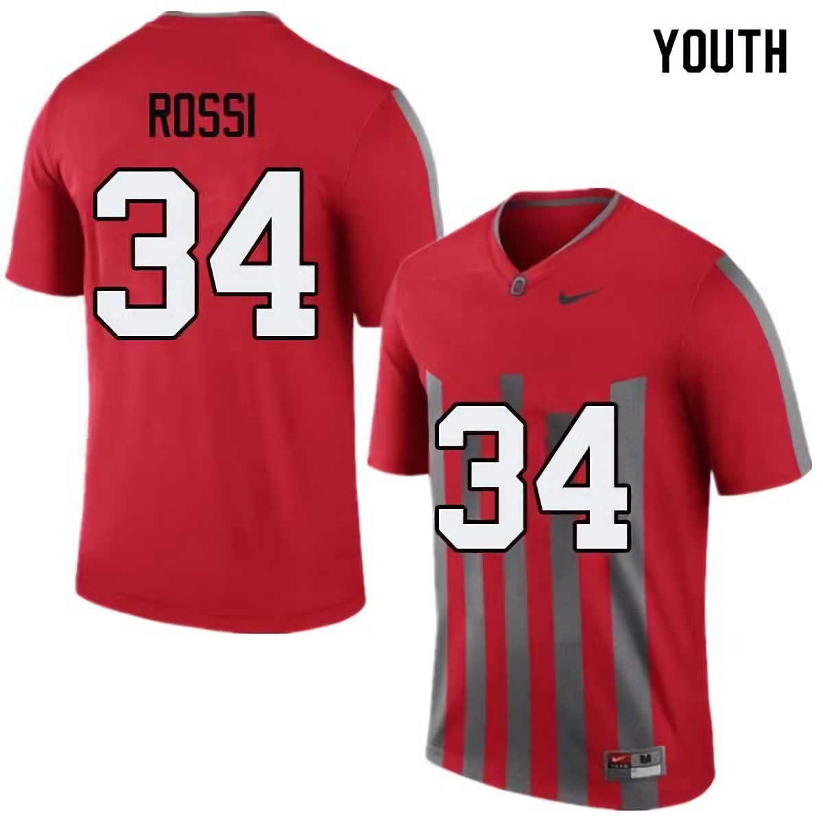 Mitch Rossi Ohio State Buckeyes Youth NCAA #34 Nike Throwback Red College Stitched Football Jersey PTN7456HX